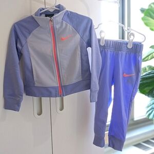 Nike Purple and Coral Jacket & Jogger Set Size 2T